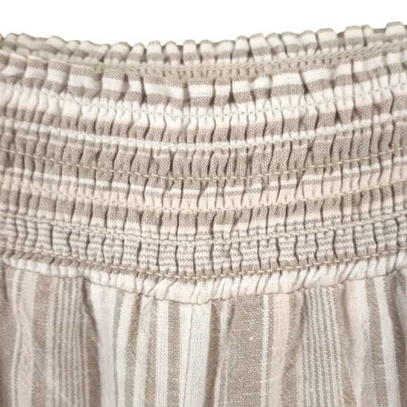 Land 'n Sea Womens L Tan Striped Linen Blend Pull On Capri Cropped Pants - Picture 2 of 6